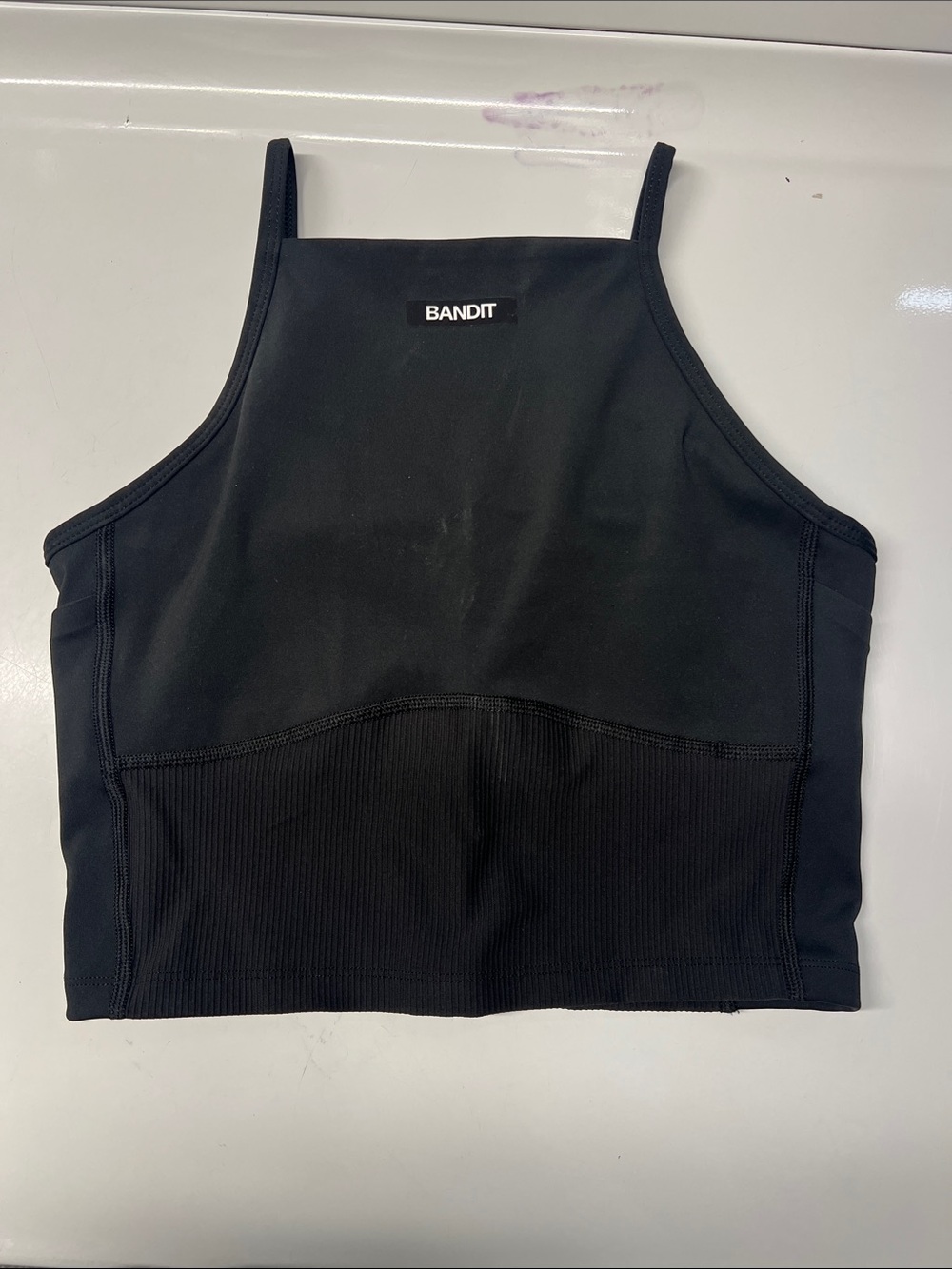 Bandit Black Ribbed Crop Tank Top